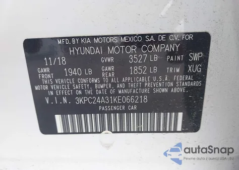 2019 Hyundai Accent Sel from USA, damaged, VIN 3KPC24A31KE066218